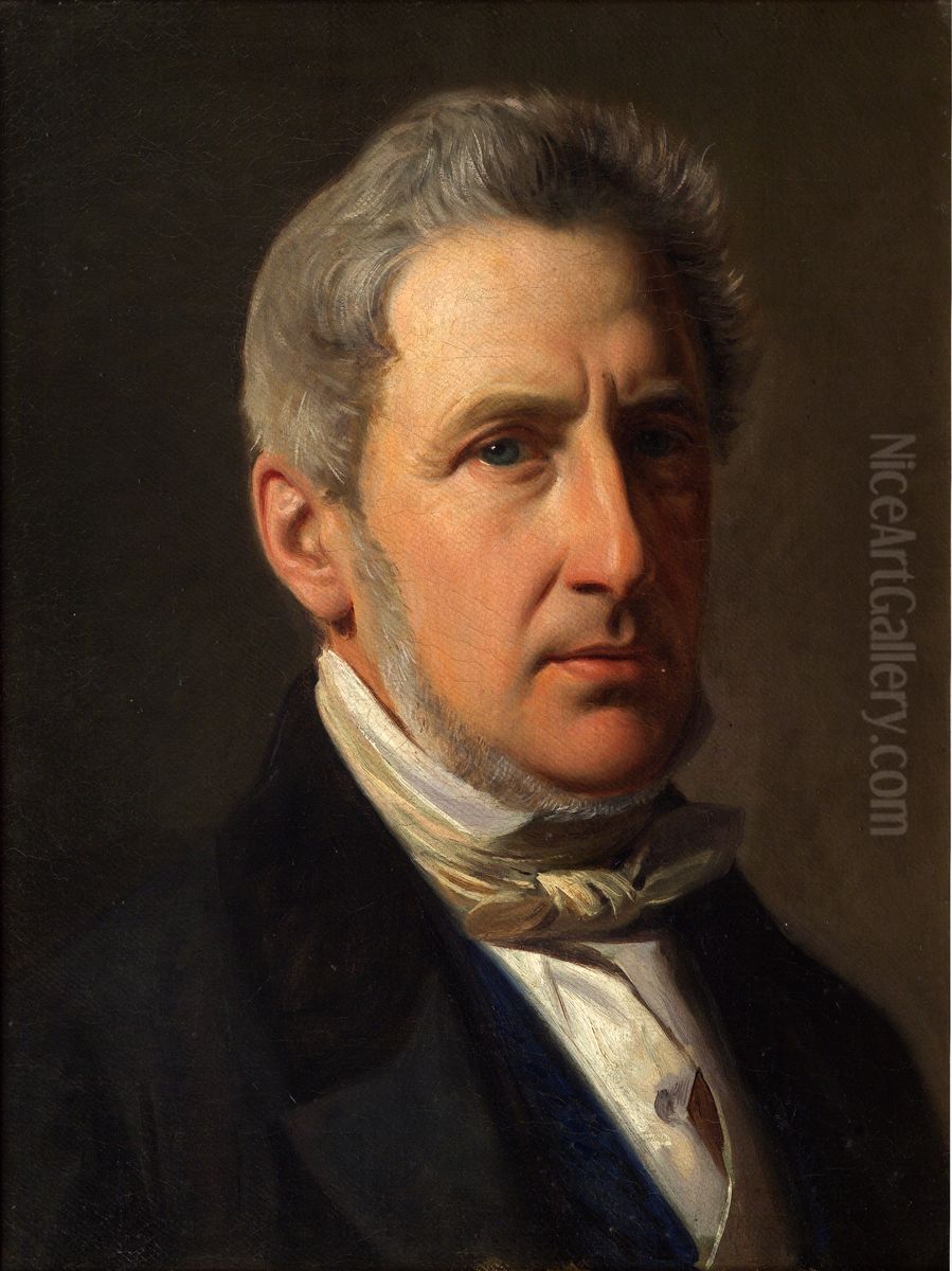 Portraet af godsejer Alfred Hage (1803-1872) Oil Painting by Constantin Hansen