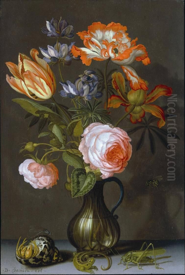 Vase with Flowers Oil Painting by Balthasar Van Der Ast