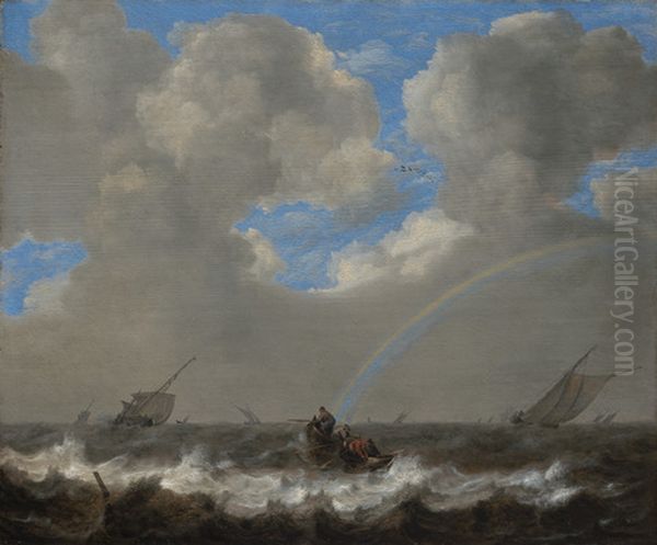 Seascape with a Rainbow Oil Painting by Jan Porcellis