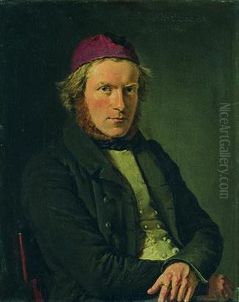 H.W. Bissen Oil Painting by Christian Albrecht Jensen