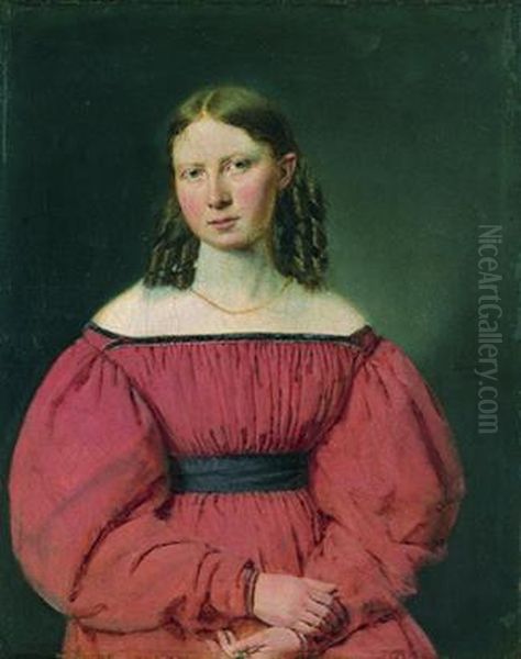 Portrait of Amalie Elisabeth von Wurden Oil Painting by Christian Albrecht Jensen