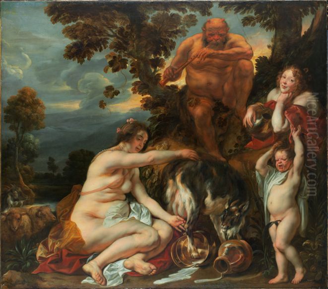Die Erziehung Jupiters durch die Nymphe Adraste Oil Painting by Jacob Jordaens