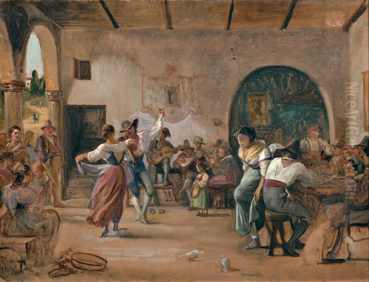 Dans i et osteri Oil Painting by Wilhelm Marstrand