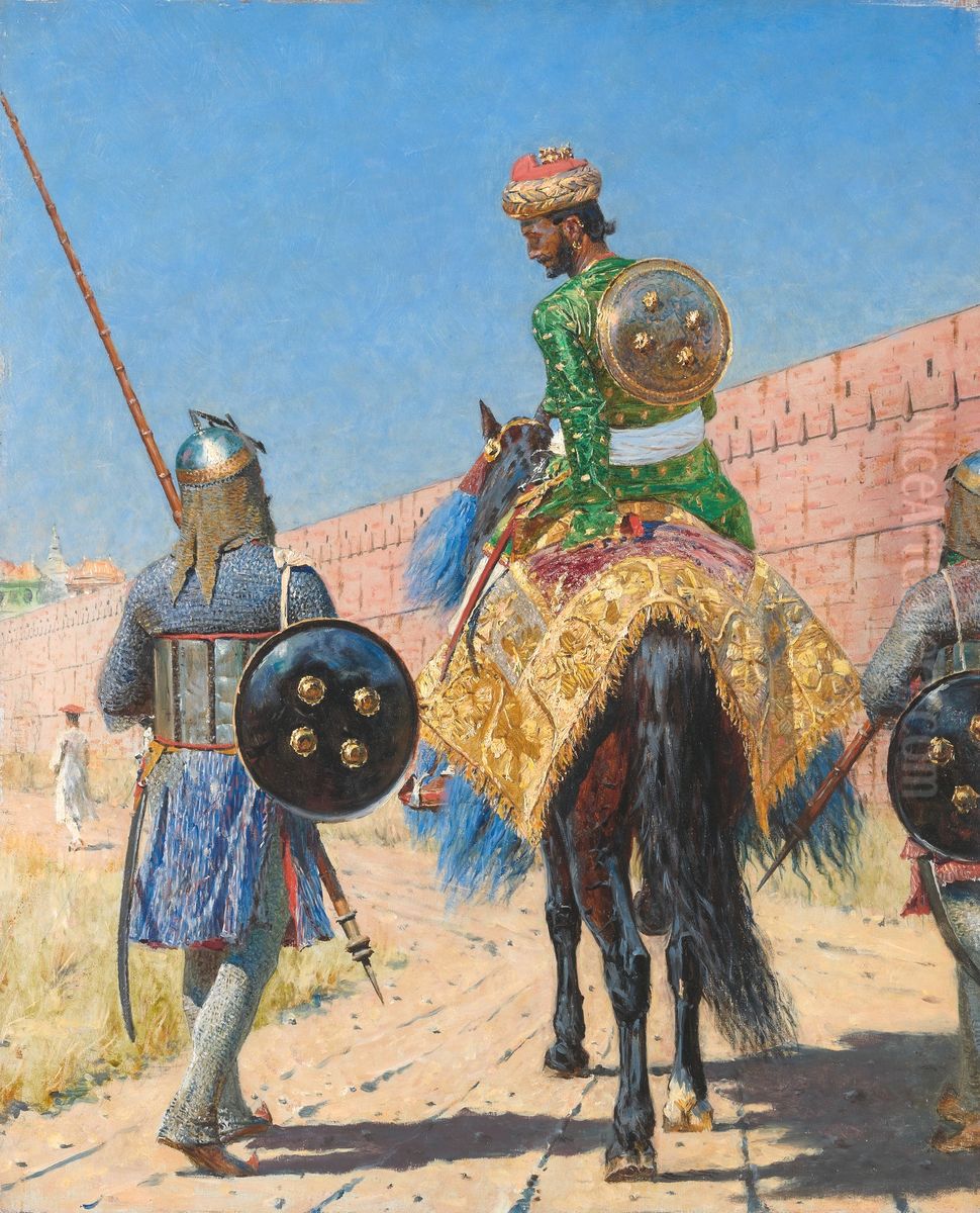 Mounted Warrior in Jaipur Oil Painting by Vasily Vereshchagin
