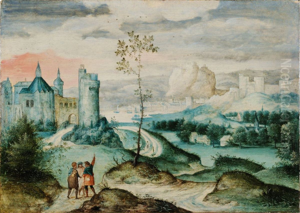 Paysage avec rencontre sur le chemin d'Emmaus Oil Painting by Herri met de Bles