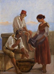 A young girl and two fishermen