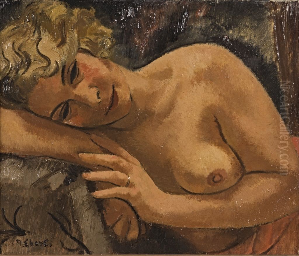 Weiblicher Halbakt Oil Painting by Anton Ebert