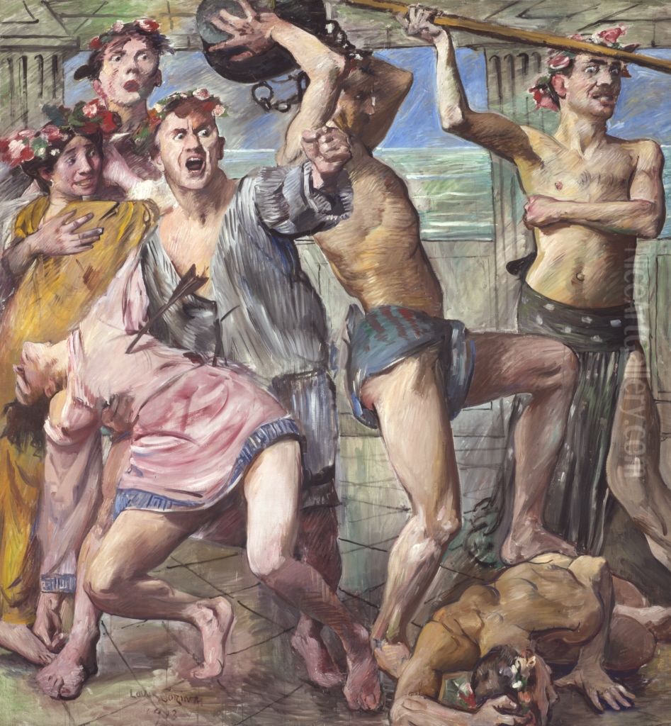 Die Freier im Kampf gegen Odysseus Oil Painting by Lovis (Franz Heinrich Louis) Corinth