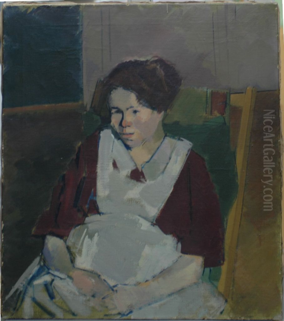 Die Schwangere (Frau des Kunstlers) Oil Painting by Konrad Westermayr