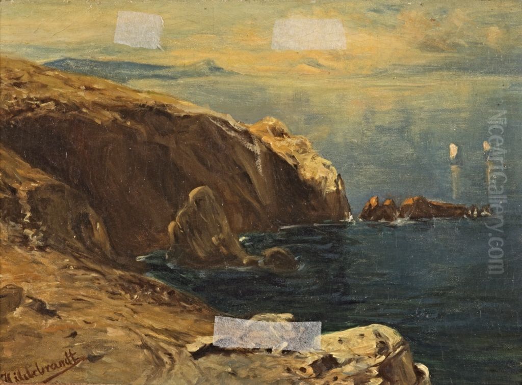 Steilkuste Oil Painting by Eduard Hildebrandt