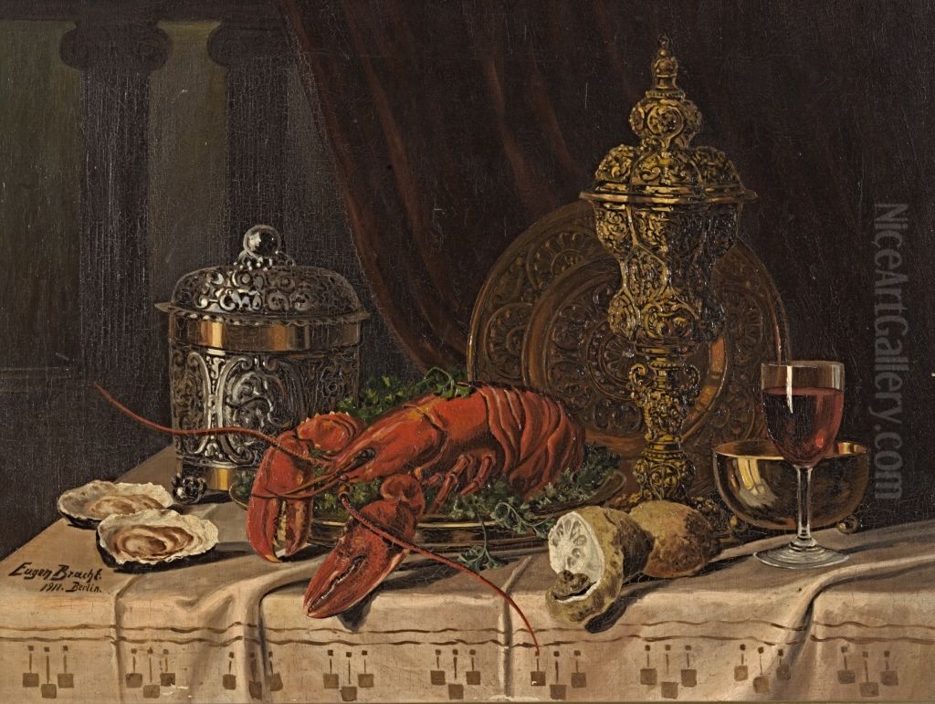 Stilleben mit Hummer Oil Painting by Eugen Bracht