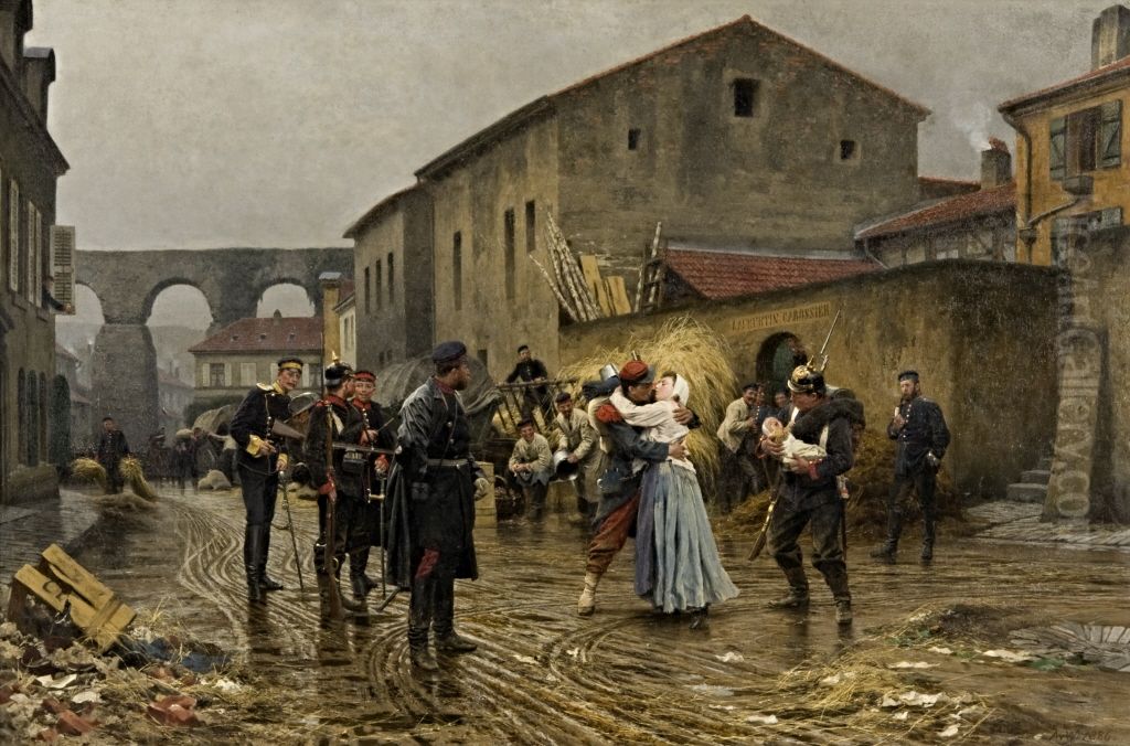 Kriegsgefangen Jouy-aux-Arches Oil Painting by Anton von Werner