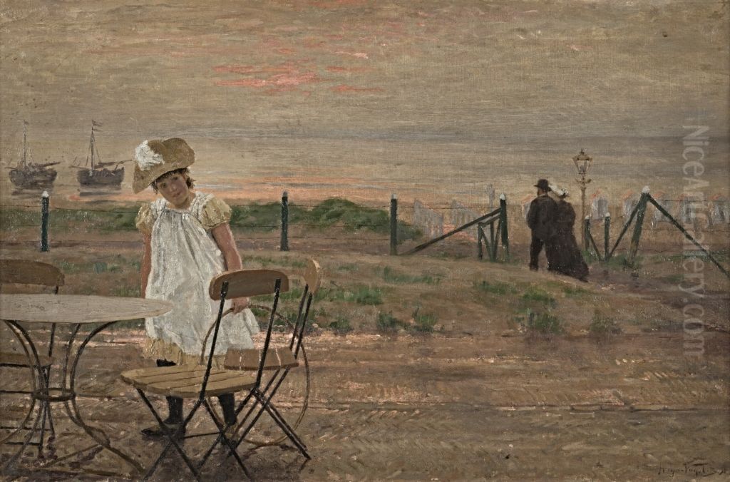 Strandbild Oil Painting by Hugo Vogel