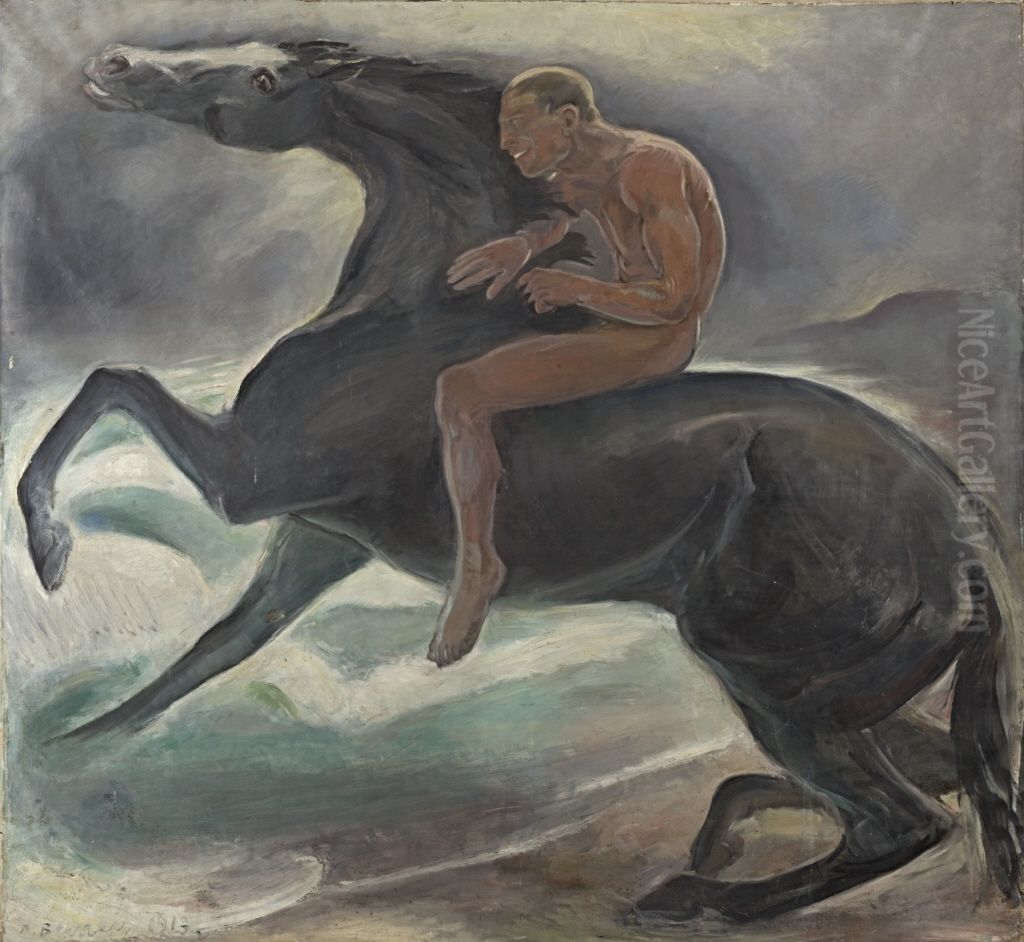 Reiter am Meer Oil Painting by Benno Berneis