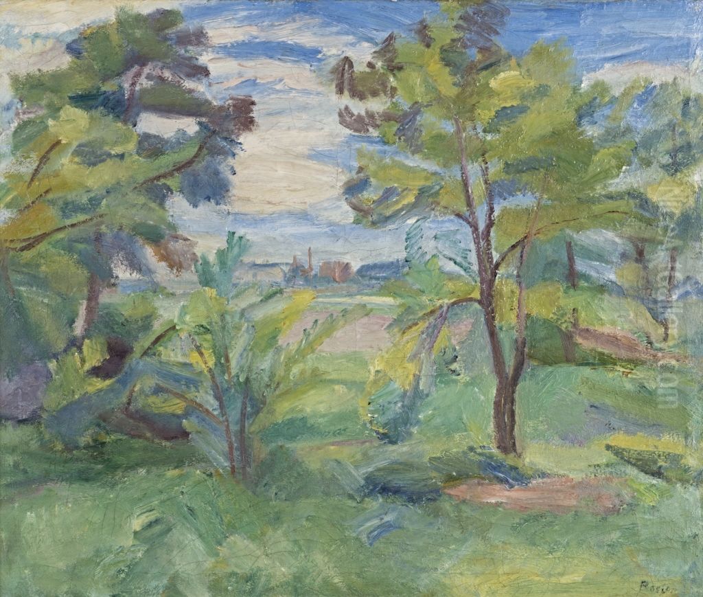 Landschaft mit Akazien Oil Painting by Waldemar Rosler