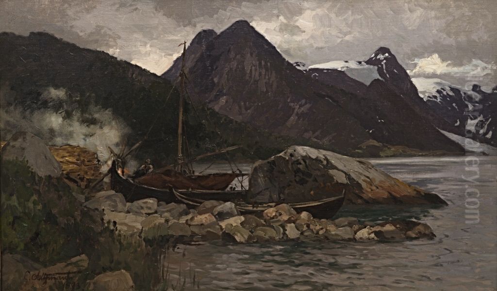 Mandal am Suphellebrae Oil Painting by Carl Saltzmann