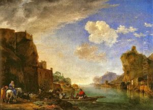 River Landscape with the Fort Saint-Jean and the Chateau Pierre-Scize in Lyon