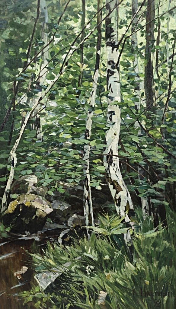 Birkenwaldchen im Fruhling Oil Painting by Karl Hagemeister