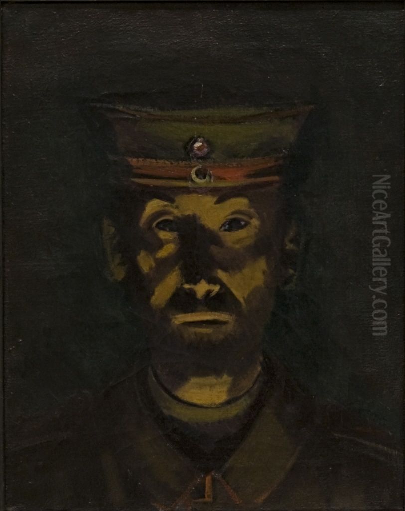Selbstbildnis als Soldat Oil Painting by Konrad Westermayr