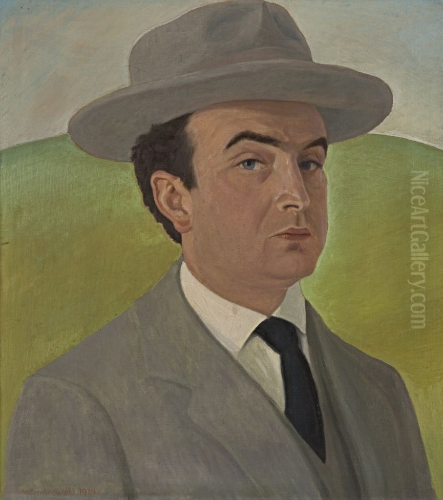 Selbstbildnis Oil Painting by Gustav Wunderwald