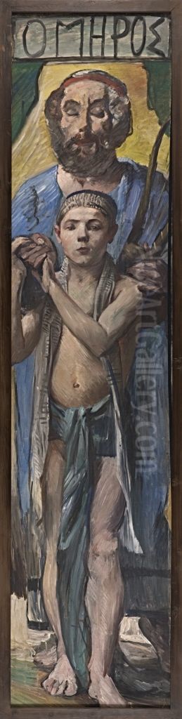 Wandschmuck der Villa Katzenellenbogen (Homer). Gemaldezyklus von insgesamt 11 Bildern Oil Painting by Lovis (Franz Heinrich Louis) Corinth