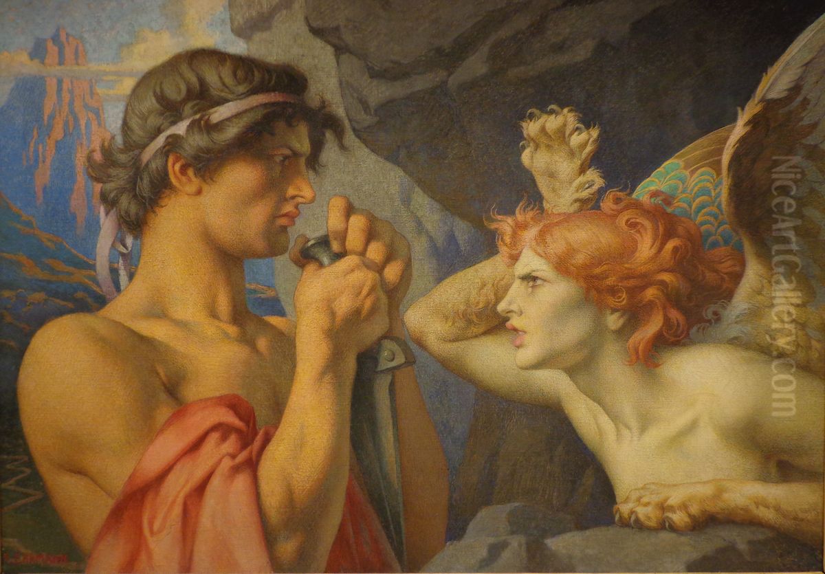 OEdipe et le Sphinx Oil Painting by Francois Emile Ehrmann