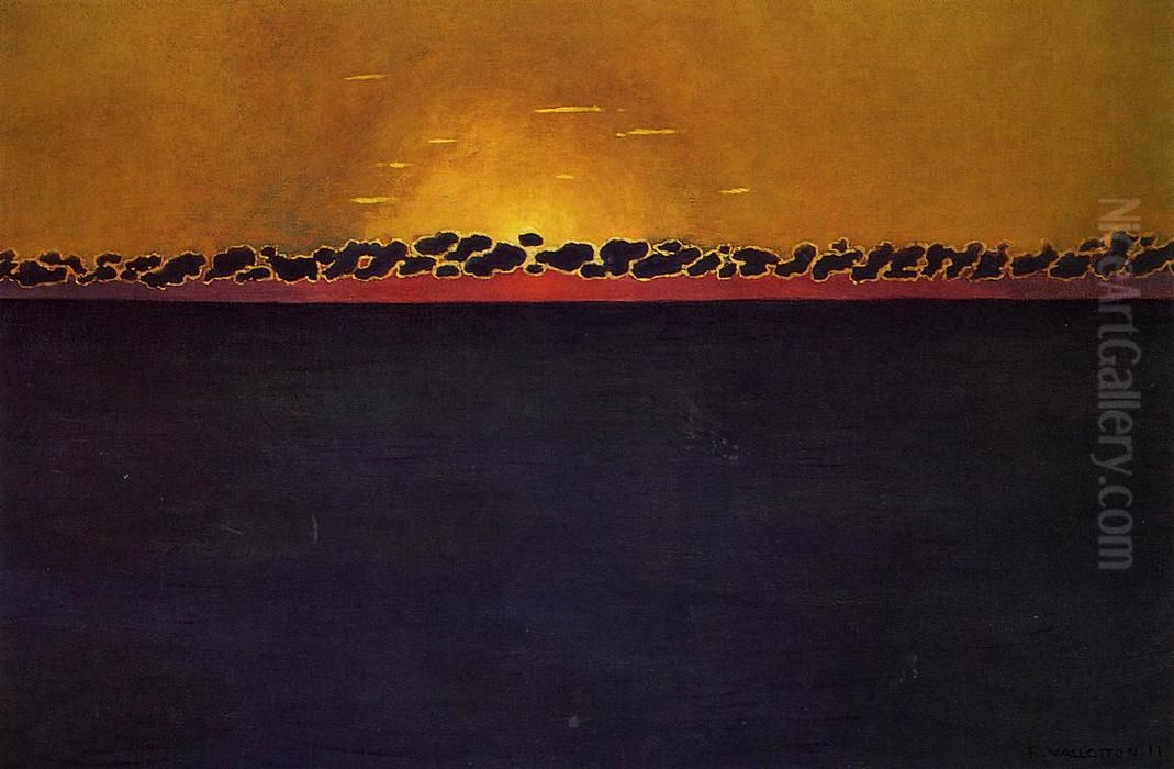 Coucher de soleil, maree haute gris-bleu Oil Painting by Felix Vallotton