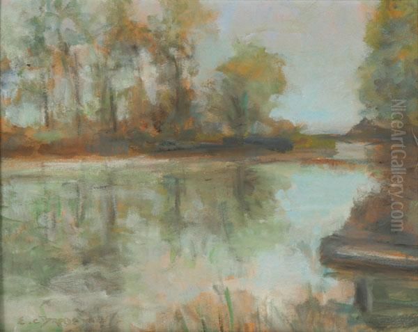Lake Scene Oil Painting by Ernest Champion Bradshaw