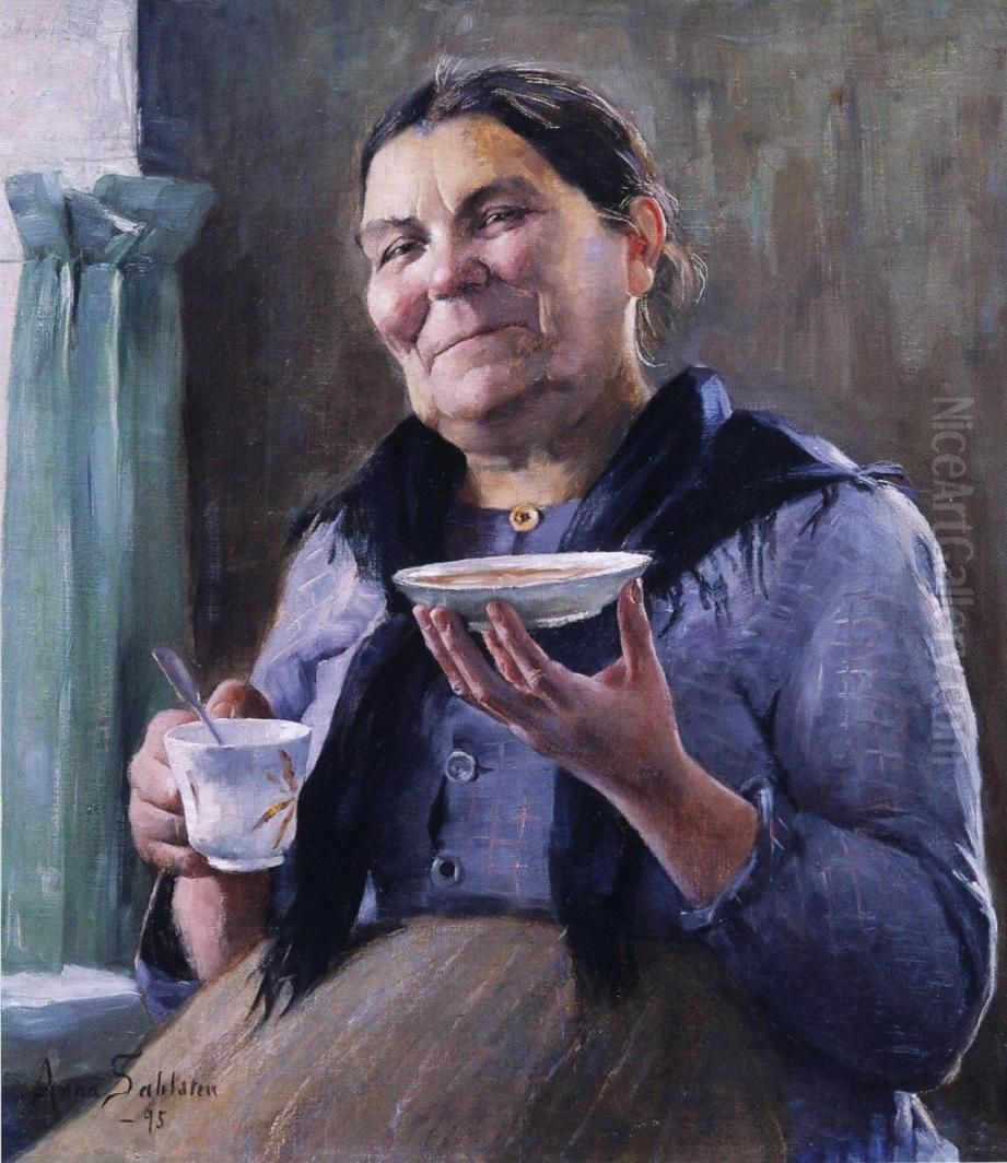 Kahvimummo Oil Painting by Anna Sahlsten