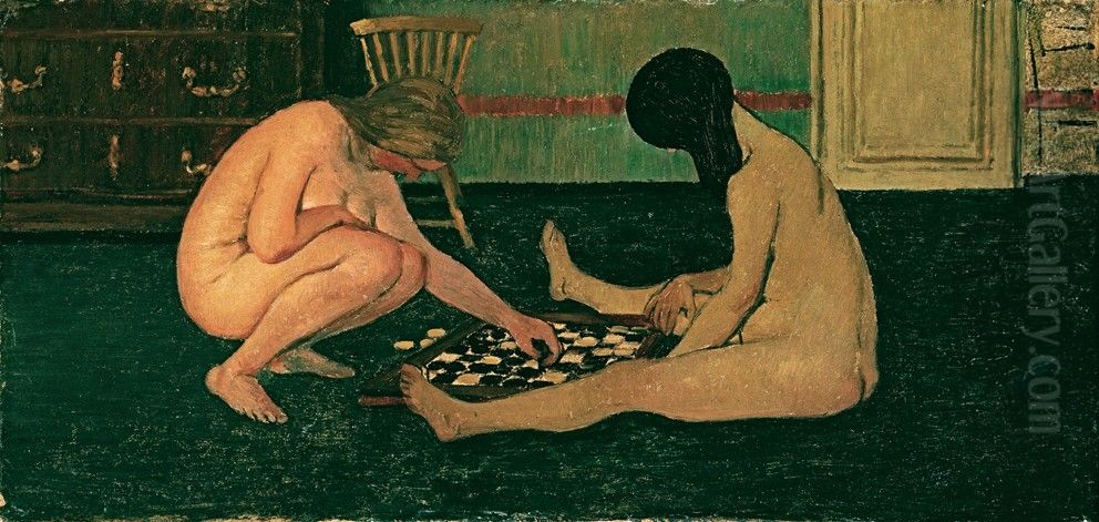 Naked Women playing Checkers Oil Painting by Felix Vallotton