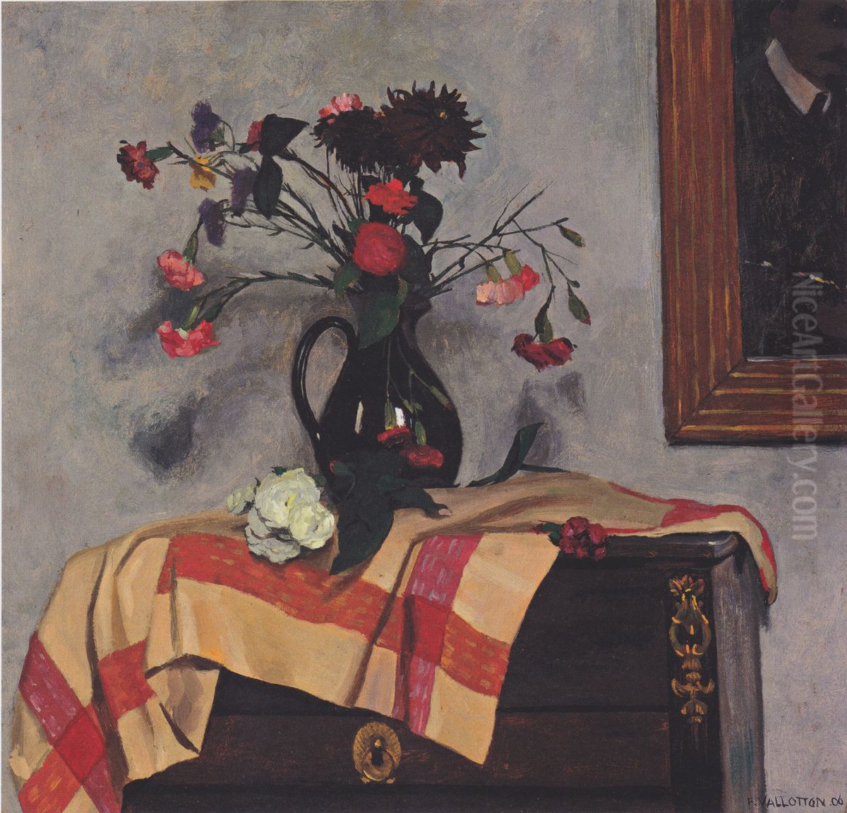 Stillleben mit Selbstportrait Oil Painting by Felix Vallotton