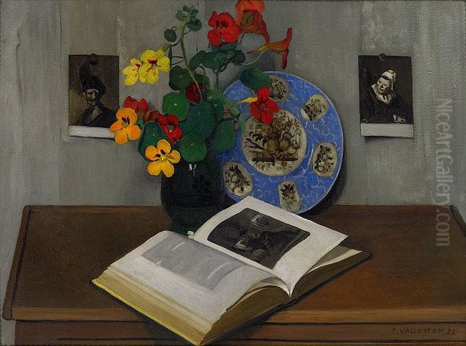 Nature morte a l'assiette bleue Oil Painting by Felix Vallotton