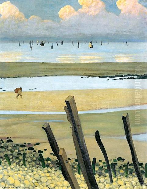 Maree basse a Villerville Oil Painting by Felix Vallotton