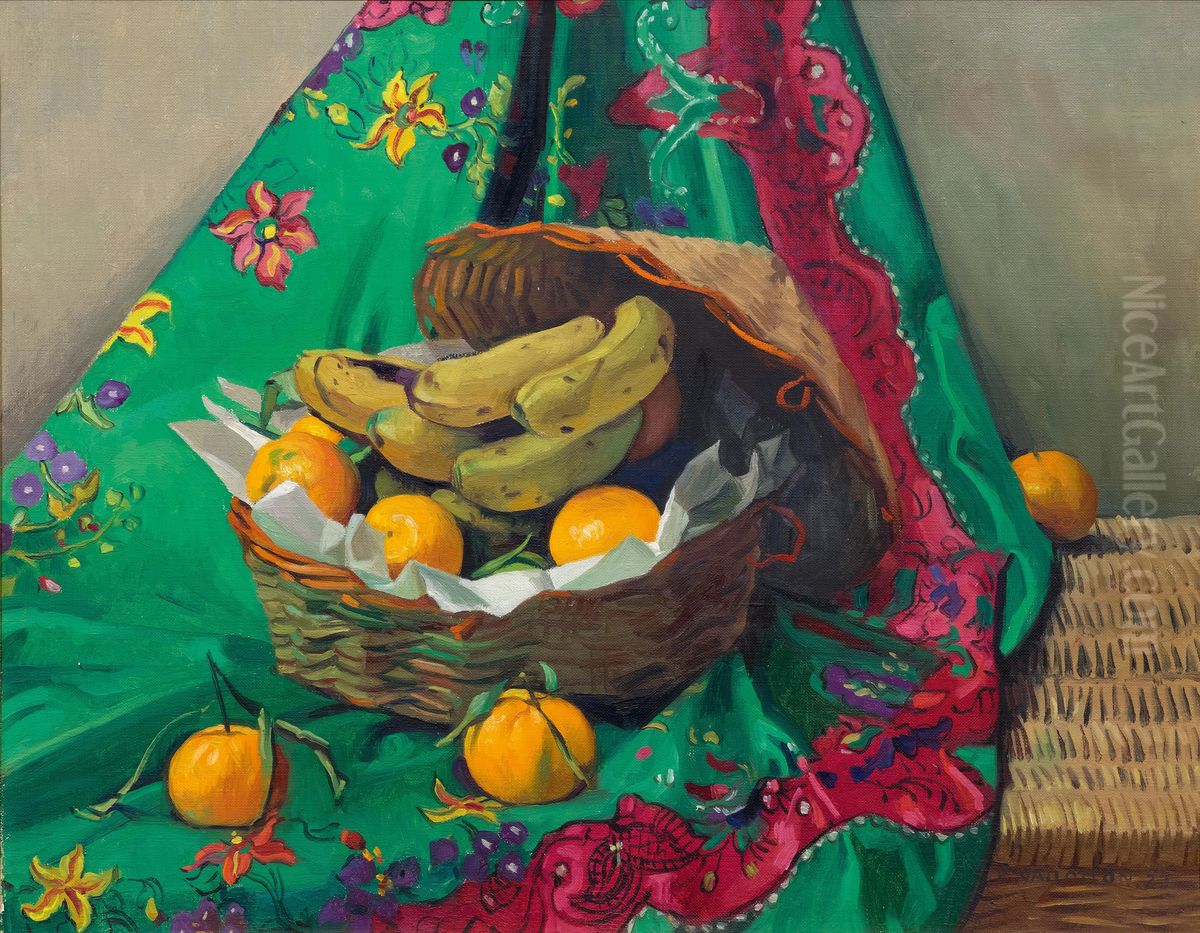 Basket of tangerines and bananas Oil Painting by Felix Vallotton