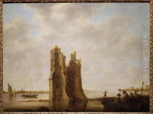 Paysage fluvial avec le huis de Merwede pres de Dordrecht ; Paysage fluvial avec ruine (autre titre)