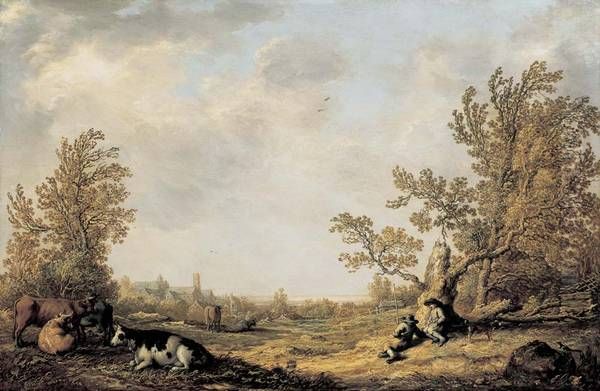 Cattle and Herders with a View of the Mariakerk in Utrecht Oil Painting by Aelbert Cuyp