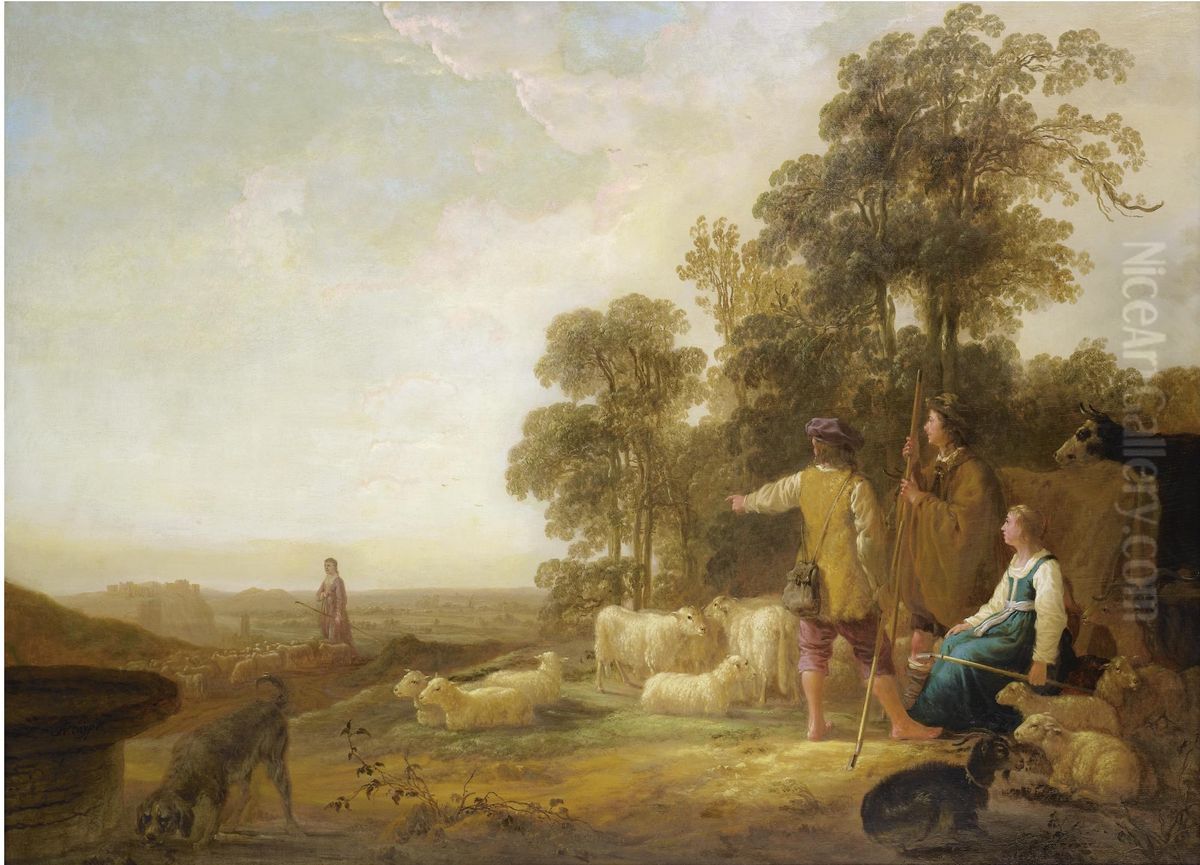 Landscape with Shepherds and Shepherdesses Oil Painting by Aelbert Cuyp