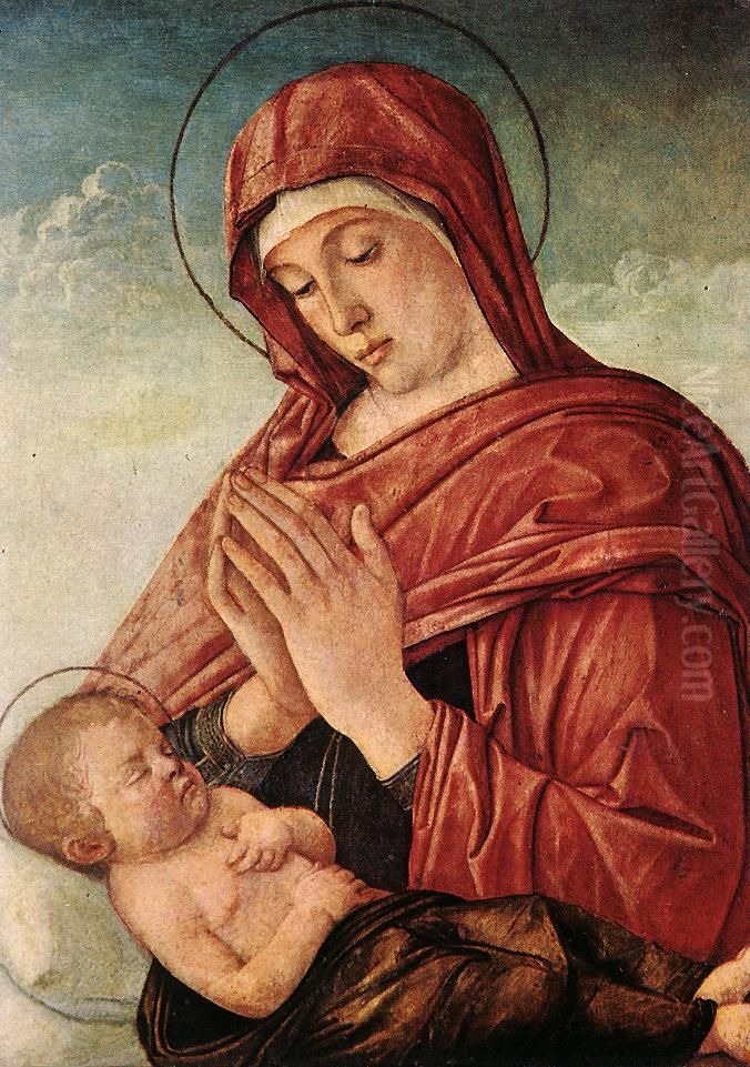 Madonna in Adoration of the Sleeping Child Oil Painting by Giovanni Bellini