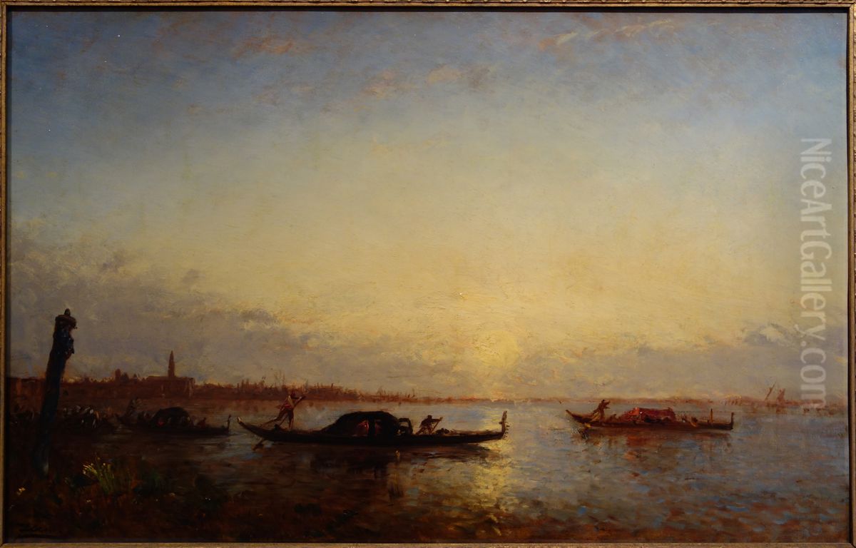 Return of the Gondolas Oil Painting by Felix Ziem