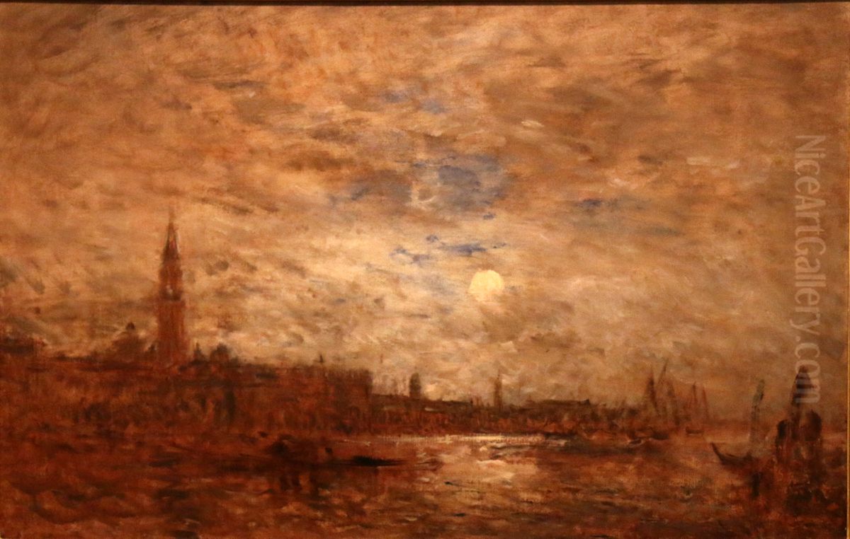 Venise, grand canal au clair de lune Oil Painting by Felix Ziem