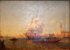 Marine. Venise, entree du grand canal, voilier sur l'Adriatique.