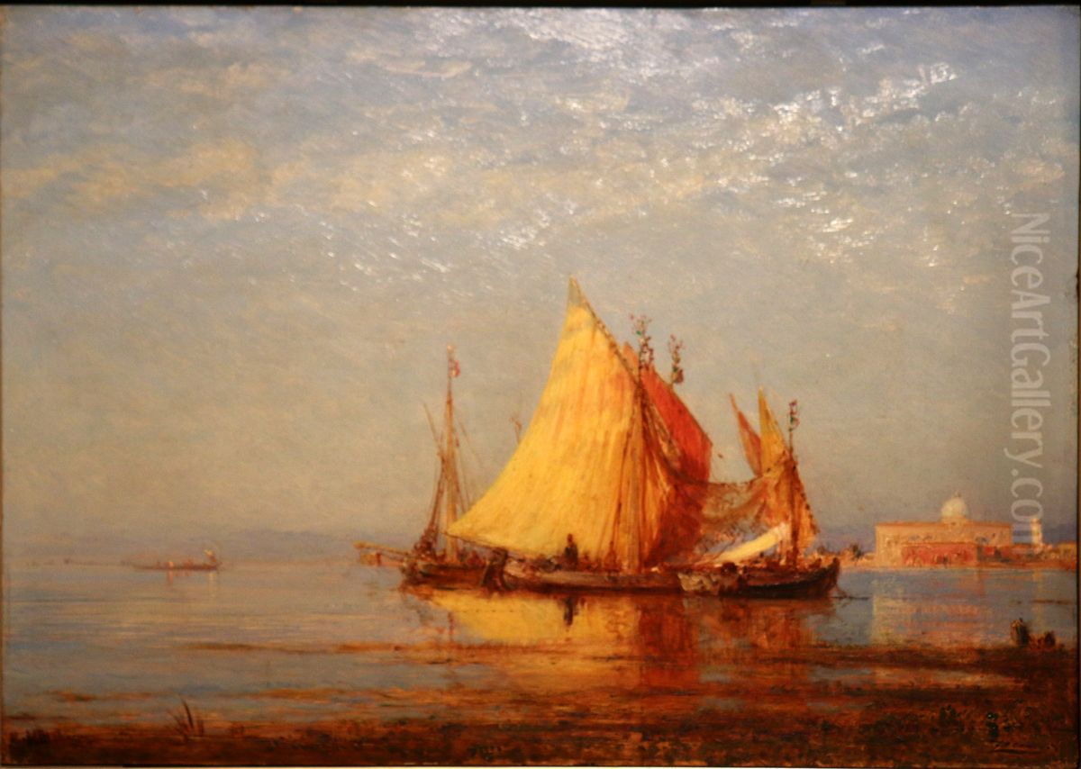 Voiliers sortant du Grand Canal a Venise Oil Painting by Felix Ziem
