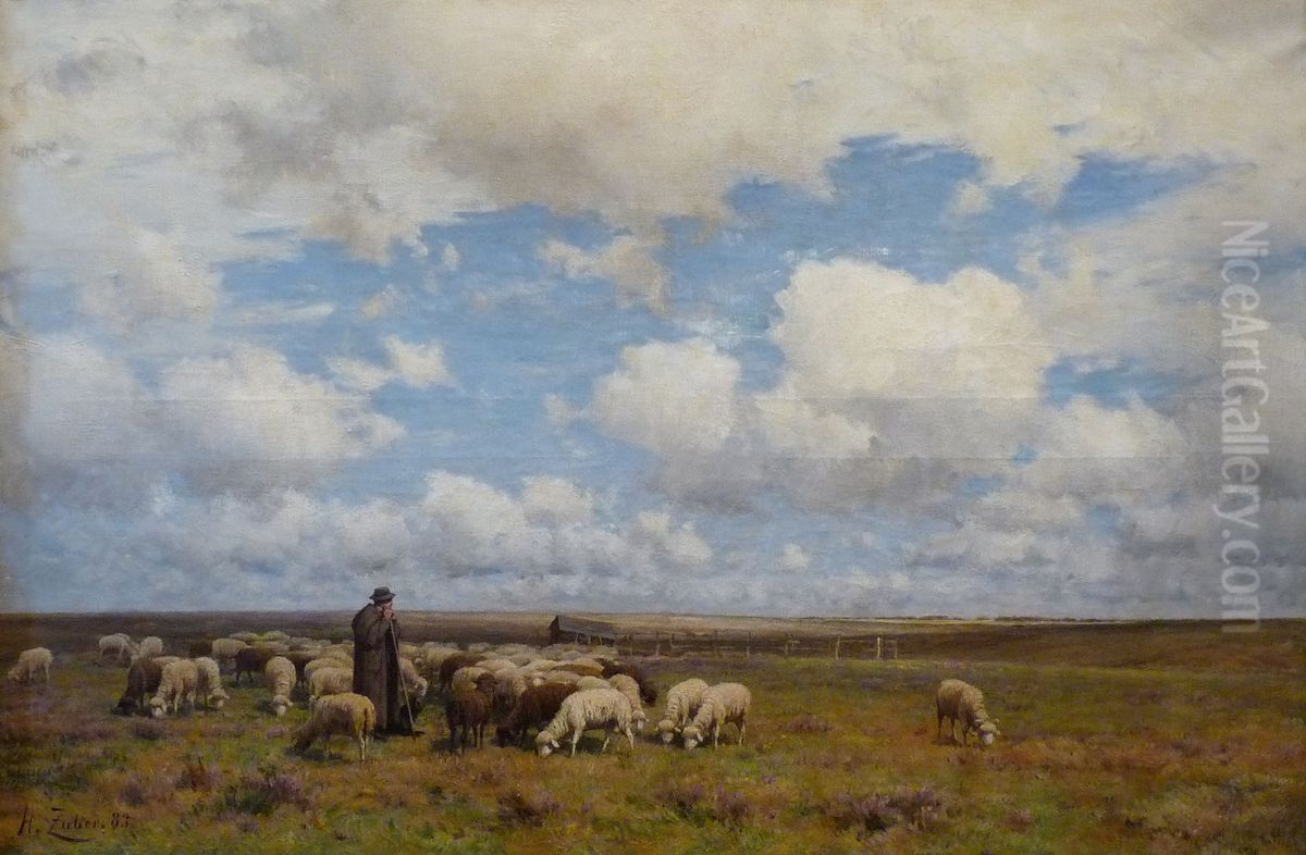 Le Troupeau de Vieux-Ferrette Oil Painting by Henri Zuber