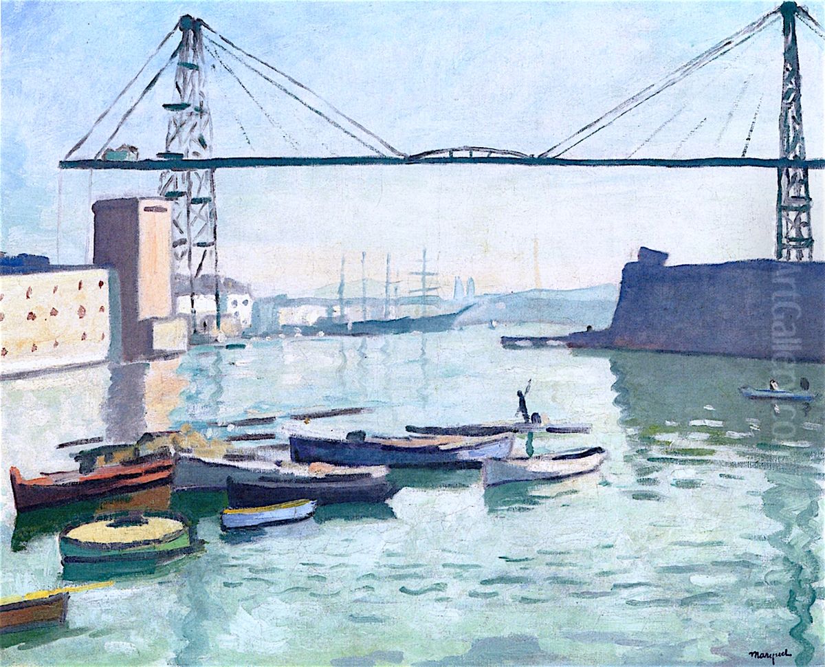 Le pont transbordeur a Marseille Oil Painting by Albert Marquet