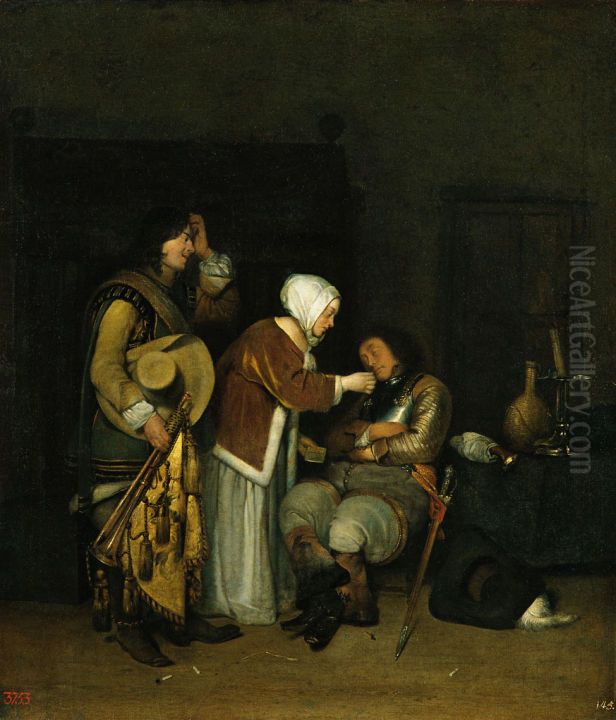 A Letter to a Sleeping Soldier Oil Painting by Gerard Ter Borch