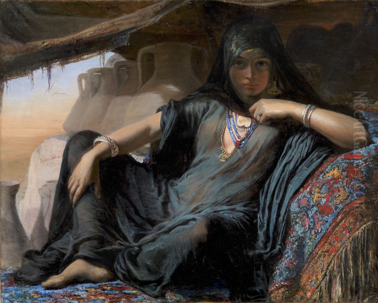 An Egyptian Pot Seller at Gizeh Oil Painting by Elisabeth Baumann
