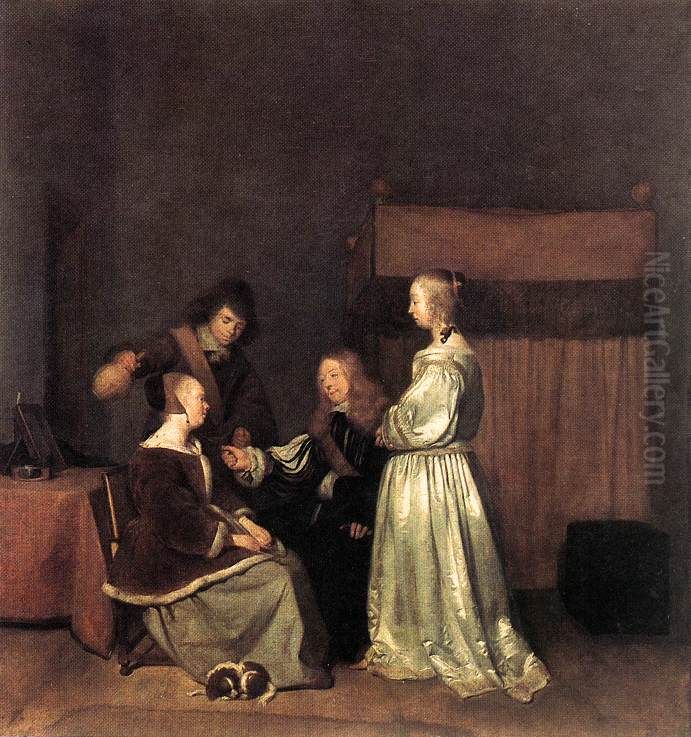 Elegant company in an interior Oil Painting by Gerard Ter Borch