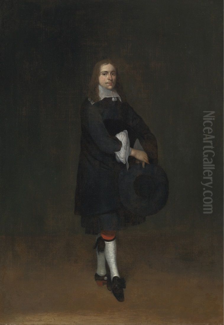 Portrait of a Man (one of a pair) Oil Painting by Gerard Ter Borch