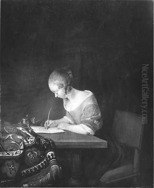 Woman writing a letter Oil Painting by Gerard Ter Borch