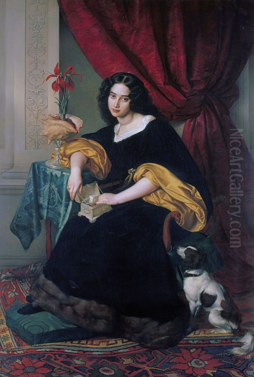 Pauline Hubner, geb. Bendemann Oil Painting by Julius Hubner